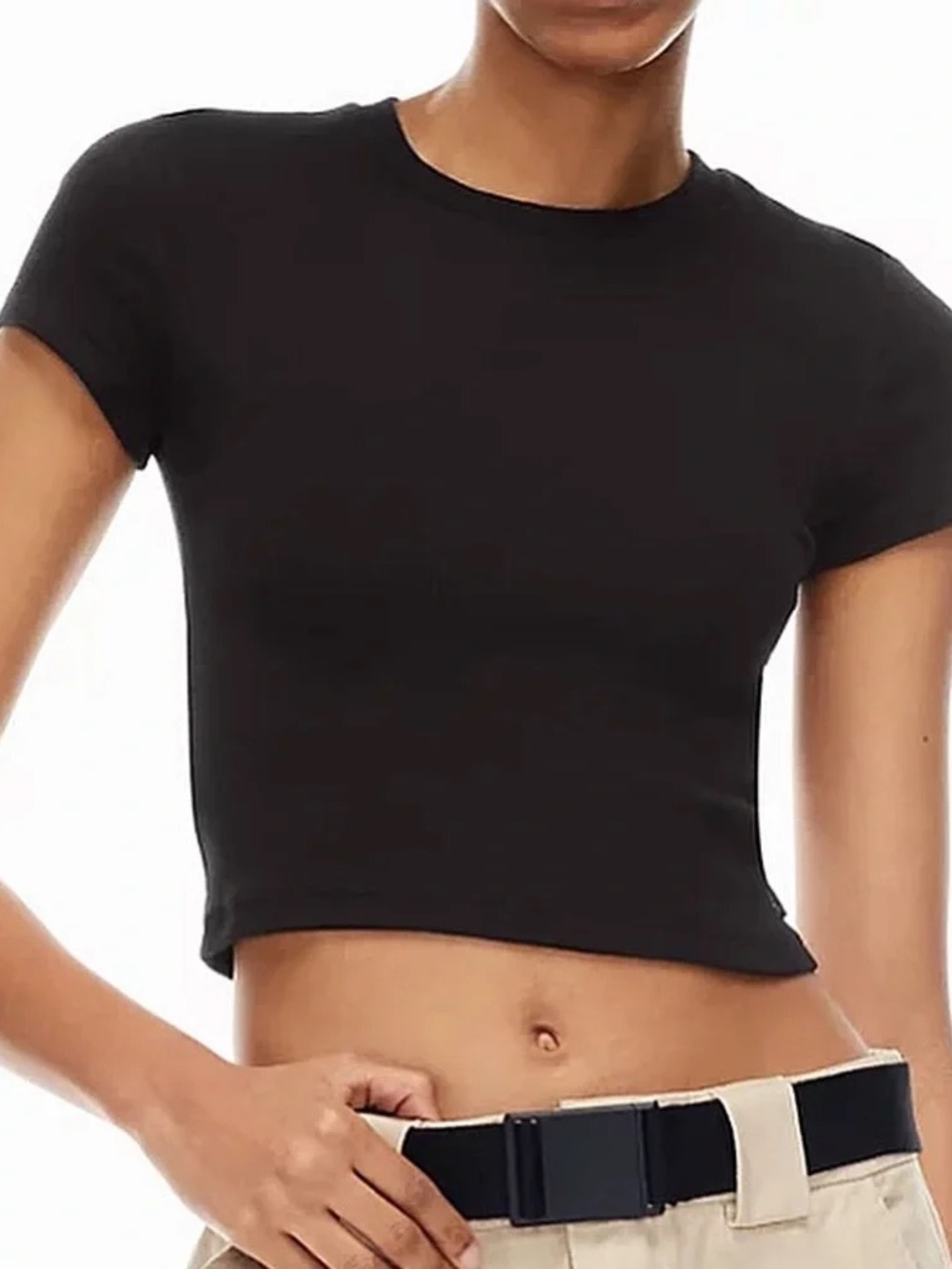 Aritzia Black Short Sleeve Crop Top